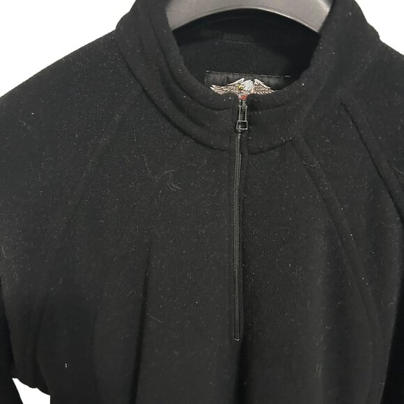 Harley Davidson 1/4 Zip Fleece Sweatshirt Mens Size Large Logo Black - Picture 7 of 8